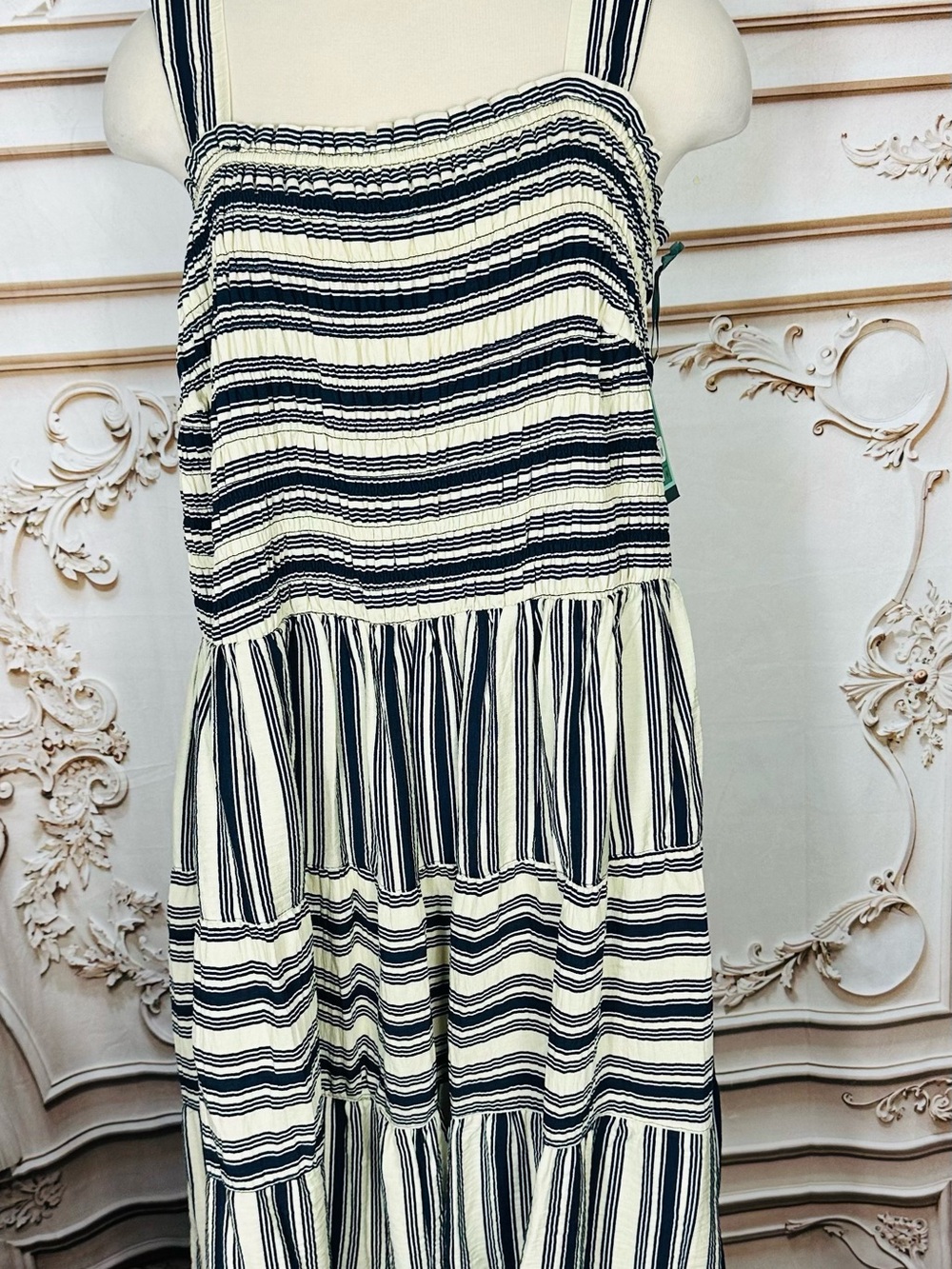 Terra & Sky Navy and White Striped Maxi with Red Bow Belt - Picture 7 of 11